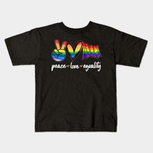 peace love eguality LGBT pride month Kids T-Shirt